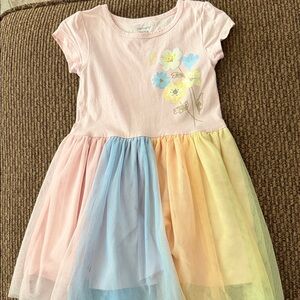 Carter's Pastel Rainbow Tulle & Pink Floral Bodice Dress